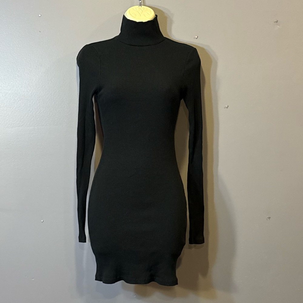 Elegant Black Turtleneck Dress
